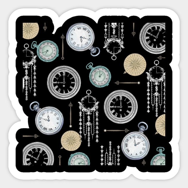 vintage clock pattern Sticker by Yenz4289